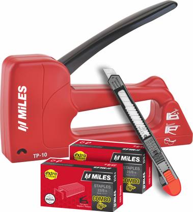 Miles Plastic Body Tp 10 Stapler | 23/8 Staple Pins 2 boxes | 1 PN902 snap off cutter Cordless  Stapler