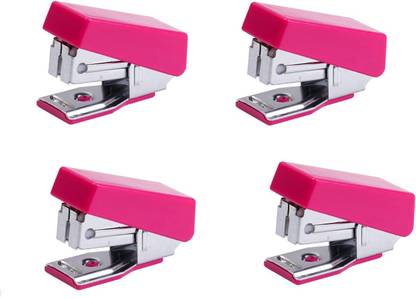 Kangaro Desk Essentials M-10 All Metal Half Strip, Fuchsia Pink, Set of 4 Cordless  Stapler