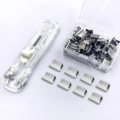 HGC Push Stapler Paper Staplers with 50 Pcs Reusable Clips NA  Stapler
