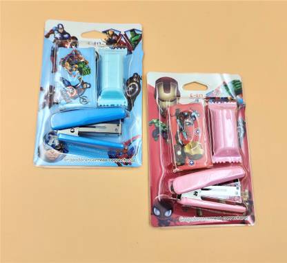 Paper Bear Red and Light Blue Avenger Theme Stapler Set Art & Craft Kit PC of 2 NA  Stapler