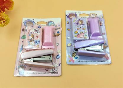 Paper Bear Combo Pink and Purple Space Stapler Theme Stapler Set Art & Craft Kit PC of 2 NA  Stapler