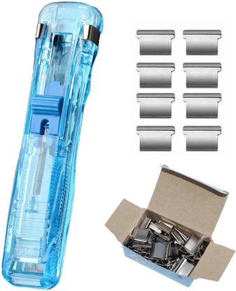 Augen Push Stapler Office/School Supplies Paper Staplers+50 Pcs Reusable Clips Blue NA  Stapler