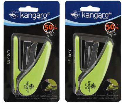Kangaro Desk Essentials LE-10Y All Metal Half Strip, Parrot Green, Set of 2 Cordless  Stapler