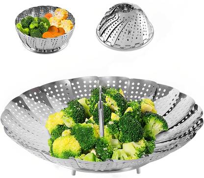 SE IMAGINE Stainless Steel Steamer Basket for Vegetable/Insert for Pots,Pans steam Large Stainless Steel Steamer
