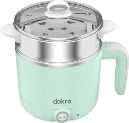 dokro Electric MultiCook Pot MultiKettle(With Steamer), 2 Heating modes, SUS304 Stainless Steel Steamer