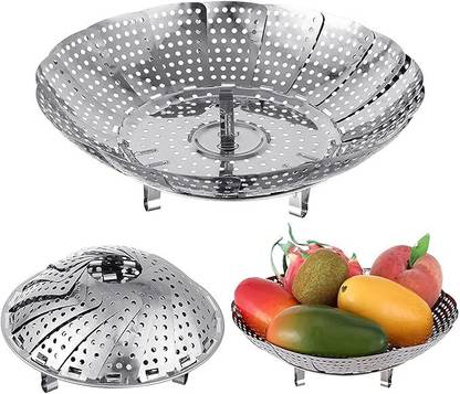 Tikmani Enterprise Stainless Steel Multipurpose foldable Steamer Basket for Vegetable & fruit Stainless Steel Steamer
