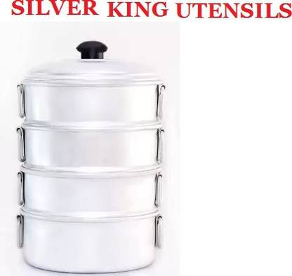 Silverking ALUMINIUM MOMOS STEAMER NO 8 CAPACITY 2.3 LITERS ( 40 to 50 pcs are baked at one time ) small ONLY for home KITCHEN NOT FOR COMMERCIAL USE Aluminium Steamer