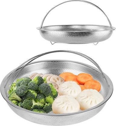 Varni Enterprise Stainless Steel Steamer Basket With Handle Multi-Use Kitchen Stainless Steel Steamer