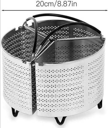 Oncarnival 3-Piece Divided Steamer Basket, 20cm Pressure Cooker For Instant Pot Stainless Steel Steamer