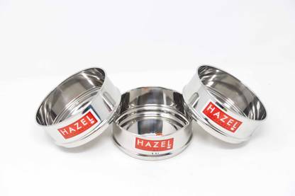 HAZEL Alfa Stainless Steel Stackable Seperator, Cooker Dabba for Pressure Cooker - 13 cm, Set of 3 Stainless Steel Steamer