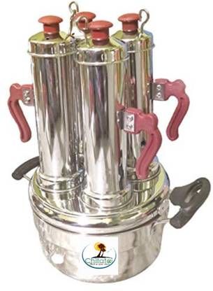 CHILLATAI STAINLESS STEEL PUTTU KUDAM/WITH CHIRATTA PUTTU MAKER Stainless Steel Steamer