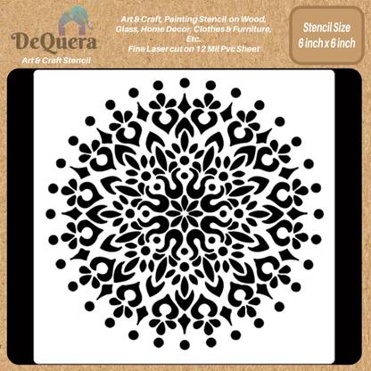 DEQUERA DeQuera Mandala Art Stencils, Mandala Stencils Big Size ( Inch) Half Mandala Ste ncil, Stencil Mandala Large, Mandala Stencil 14 Inch, Large Mandala Wall Stencil Modern Craft Stencil Stencil