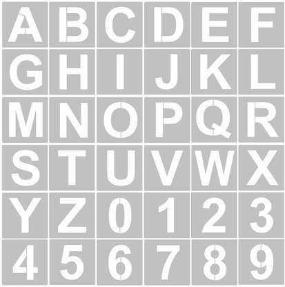 DEQUERA 36Pcs Alphabet Letter Stencils Plastic Alphabet Number Drawing Template Stencils Reusable Painting Stencil Art Templates DIY Craft Stencils for School Projects Scrapbooking Journaling Card Wood Decor Stencil