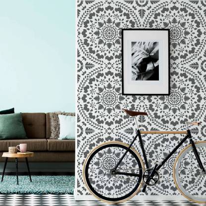Kayra Decor Mandala Fusion Large Wall Stencils - Free 2 Inches Paint Roller KDRDSS1111 Size 36x36 Inch Stencil