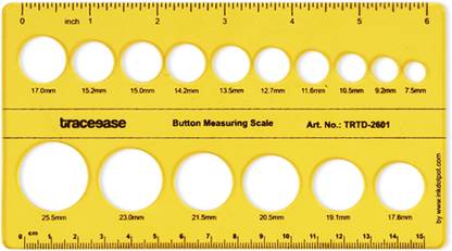 Traceease Traceease Button Measuring Scale Stencil Templates, Tailoring Tools TRTD-2601A Button Measuring Template Stencil