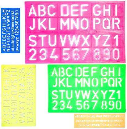 DEQUERA Letter Stencils, Stencils Letters and Numbers, Letters and Numbers Alphabet Temp lates, Letter and Number Stencil Sets, 5 Pcs Reusable Plastic Letter Number Temp lates Assorted Colors Stencil