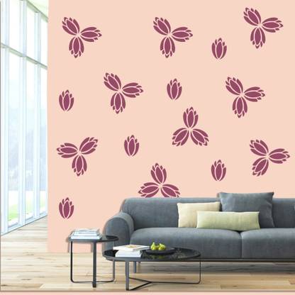 Arhat Stencils Glossy PVC ASR-E558 Beautiful Floral Motiff -Reusable -Wall decor-(Size:-12X12 INCHES) Stencil
