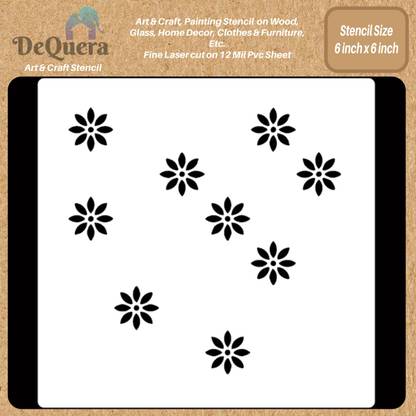 DEQUERA DeQuera Flower Stencils for Fabric Painting - Turn About Flowers - Reusable Flow er Stencils for Craft - Painting Flower Stencils for Decoration Size 6 x 6 Inch Modern Craft Stencil Stencil