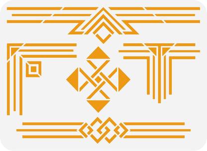 IVANA'S Geometric Border Stencil 11.7x8.3 inch Art Decor Frames Borders Stencil Plastic FIN-0507 Modern Art & Craft Stencil