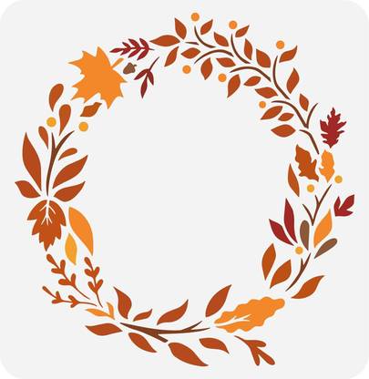 IVANA'S Fall Leaves Laurel Wreath Stencil 11.8x11.8inch Reusable Laurel Wreath Pattern FIN-0210 Modern Art & Craft Stencil