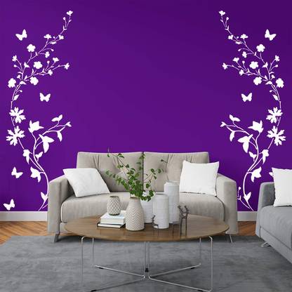 GlowWalls Painting Wall Stencils (Size:- 16X24 Inch) Nature Theme-- Tempting Floral Haze DIY Reusable Design Under 199 Suitable For Home, Office & Entrance Decoration Modern Wall Arts Stencil