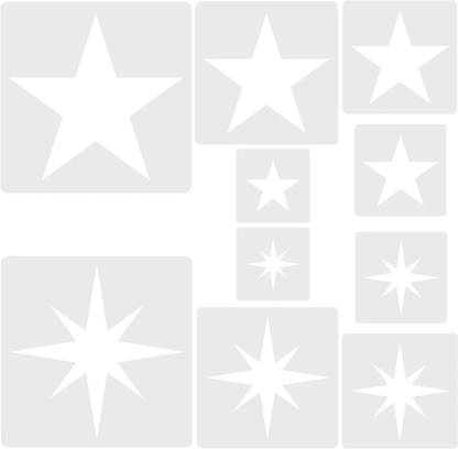 Kachi Pencil Star Stencil, 10 PCS Large Star Stencils for Painting on Wood Reble 5 Point Star Template Star Stencils for Wall Painting on Ceiling Crafts Flag, 10 Pack 12"- 3 .5" in 2 Shape Stencil