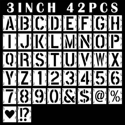 DEQUERA 42pcs Letter Stencils and Numbers 3 Inch, Reusable Plastic Number Templates Grat eful Thankful Blessed Alphabet Large Letter Stencil for Painting on The Wood Wal l, Paint Wooden Signs, Thanksgiving, DIY Home Yard Décor Stencil