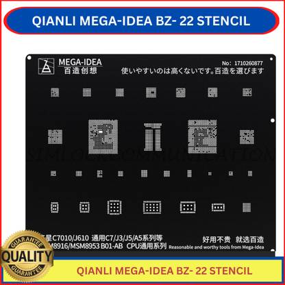 AKT QIANLI MEGA-IDEA BZ- 22 BLACK BGA Reballing Stencil Kit for Stencil Kit for iPhone BZ 22 MSM8916 MSM8953 B01-AB CPU for Samsung C7010J610 General Galaxy C7J3J5A5 Seriesand series SQUARE Stencil