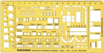 Traceease Traceease Architect's Combination Stencil Templates Interior Design,Furniture TRTD-2407A Architectect'S Combination Template Stencil