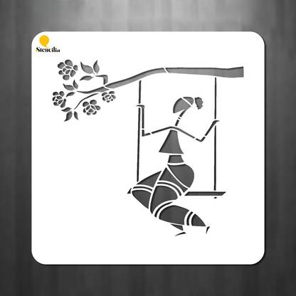 Stencilia Lady stencil Lady stencil for Art and Craft 6x6 inch Lady stencil for Art and Craft 6x6 inch Stencil