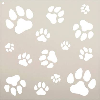 Devasya Crafts Paw Print Stencil - Size - Cat & Dog Paw Print Reusable Stencils for Crafts & Painting | DIY Pet Wall Decor | Size (12 x 12 inch) Size (12 x 12 inch) Stencil