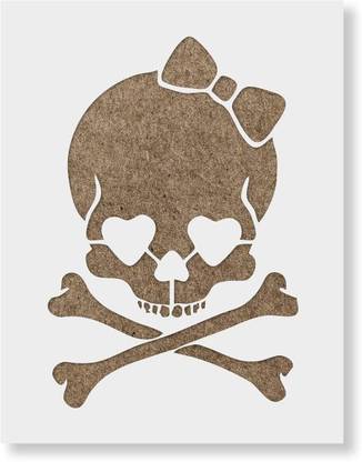 Devasya Crafts Girly Skull Stencil Template 12.7 x 15.2 cm Reusable Stencils for Painting in Small & Large Sizes SSREV-0857 Stencil