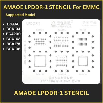AKT AMAOE LPDDR-1 STENCIL For EMMC BGA134,BGA200,BGA60 BGA168,BGA178,BGA136 Universal multifunción BGA Reballing para Stencil