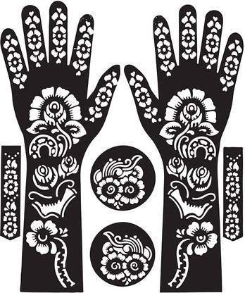 IVANA'S Ivana's Full Hand Mehndi Stencil Design Full Hand Set (FL-03) FL-03 Heena Mehandi Sticker for Hand & Body Stencil