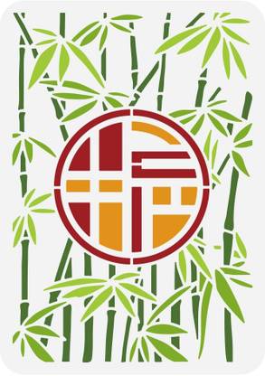Devasya Crafts Bamboo Stencil, Chinese Style Drawing Painting Stencils Reusable Plastic Stencil Drawing Templates for Painting on Wood Furniture Home Decor, 11.7x8.3inchBEN-0135 Stencil