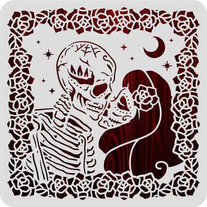 Devasya Crafts 12x12 inch Day of the Dead Plastic Painting Template, Mexico Sugar Skull Starry Rose Pattern Stencils for DIY Projects, Painting, Drawing, Crafts BEN-0117 Stencil