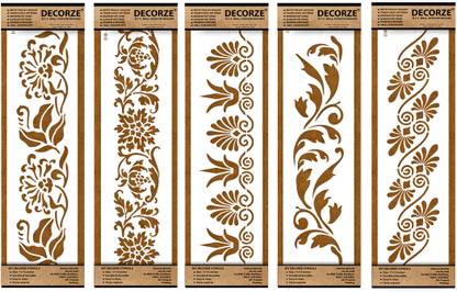 Decorze Decorze Plastic Stencils for Border Art, Wall, Border Stencils for Wall Painting 19-DB-73-74-75-76-70 PAINTING Stencil