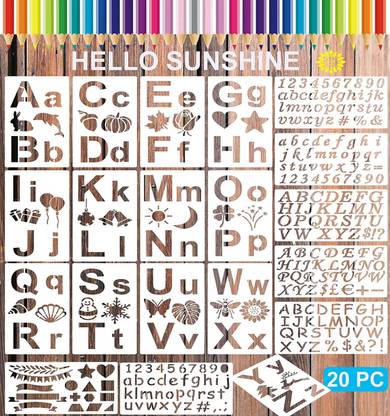 DEQUERA 20 Pack, 4 x 7 Inch, Alphabet Stencils, Letter Stencil, Lettering Alphabet Stenc il, Stencils, Stencils Letters and Numbers, Lettering Stencils, Bullet Journalin g Stencils Stencil