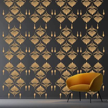 ARandNJ Stencils for wall Painting (Size:- 16X24 Inch) ANCIENT ART THEME- Damask Pattern DIY Reusable Design Suitable For Bedroom, Kids Room, Studio, Drawing Room & Office Decoration Modern Wall Stencil