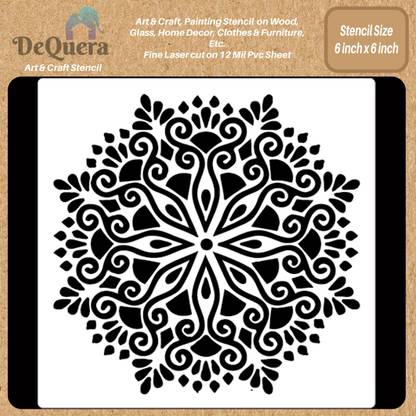 DEQUERA Stencils for Wall, Big Mandala Stencil 16 Inch, DIY Craft Mandala Stencils, Dot Modern Craft Stencil Stencil