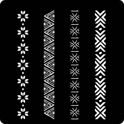 RaniPari Modern Border Design Set of 4 Craft Stencil for Painting Art Big Size 12x12 inch Stencil-0092 wall Stencil