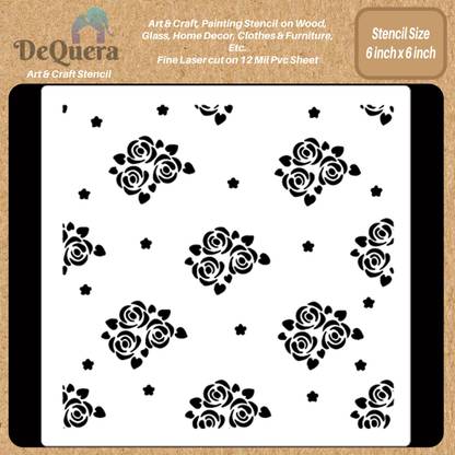 DEQUERA ncil - Rose Flower Stencils for Wall Painting - Painting Rose Stencil Size 6 x 6 Modern Craft Stencil Stencil