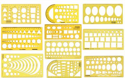 Traceease Traceease Multi Pattern Geometry Template Drafting Tools with Stencils Ruler TRTDS-5A Geometric Template Stencil