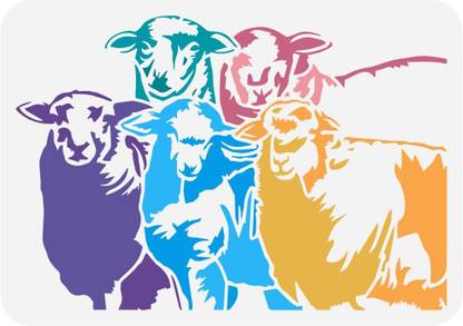 IVANA'S Sheep Painting Large Stencil 8.3x11.7Inch Reusable Flock of Sheep Or Goats FIN-0673 Modern Art & Craft Stencil
