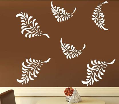 DEQUERA Falling Leaves DIY Wall Stencil Painting for Home, Office (Plastic Sheet, 16 x 2 4-inch, Multicolour), Wall Painting Stencils, DS-1458 Wall Stencil Stencil