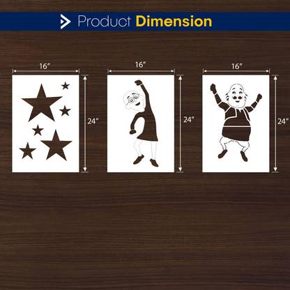 ARandNJ Combo Painting Wall Stencils (Size:- 16X24 Inch) MAGICAL WORLD THEME- "Shinning Stars" & CARTOON CHARACTER THEME- "Motu and Patlu Ki Jodi" DIY Design Ideal For Play School, Kids Room & Bedroom Decoration Modern Reusable Art Wall Stencil