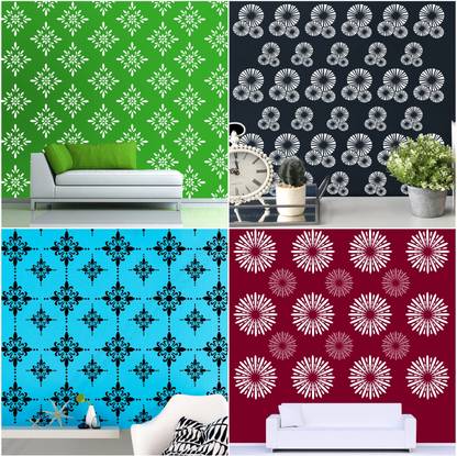 ARandNJ Painting Wall Stencils (Size :- 16 X 24 Inch) PATTERN- "Chestynut Floret", "Trinion Circle", "Shimmering Radiant", "Ancient Prompting" Design Ideal For Home Wall Decor Stencil