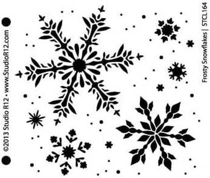 Devasya Crafts Snowflakes Stencil | Frosty Style Winter Snowflake Art - Small 6 x 6-inch Reusable Mylar Template | Painting, Chalk, Mixed Media | Use for Wall Art , DIY Home Decor - Size Stencil