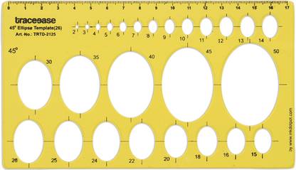 Traceease Traceease Geometric Drafting 45° Ellipse Template Drawing Stencil TRTD-2125A Ellipse Template Stencil