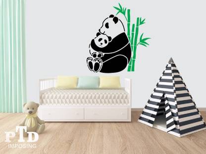 PTD imposing Large Size Cute Panda wall painting stencils for home decoration, (Pack of 1)(36 x 33 inch)Washable + reuseable stencils Wall stencils Stencil